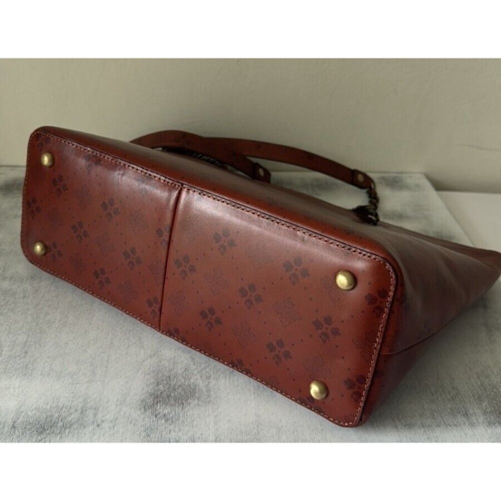 Patricia Nash Belle Tote Signature Print Leather Shoulder Bag Brown Tan NWT - Picture 11 of 16